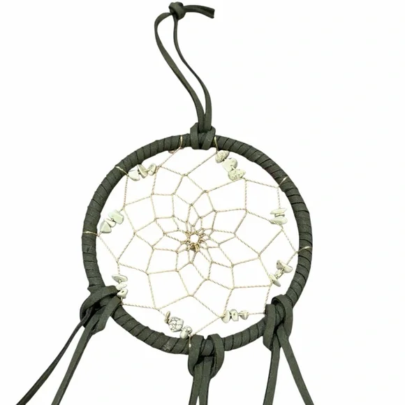 Handmade Sage Green Peacock Feather Hanging Dreamcatcher - Picture 4 of 14